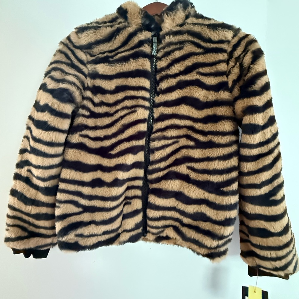 Target Kids Faux Fur Tiger-Print Puffer Jacket - Black & Tan